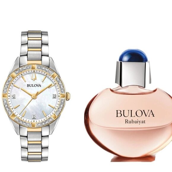 Bulova Women's Sutton Diamond Quartz Rose Gold Perfume Watch Set - Picture 1 of 3